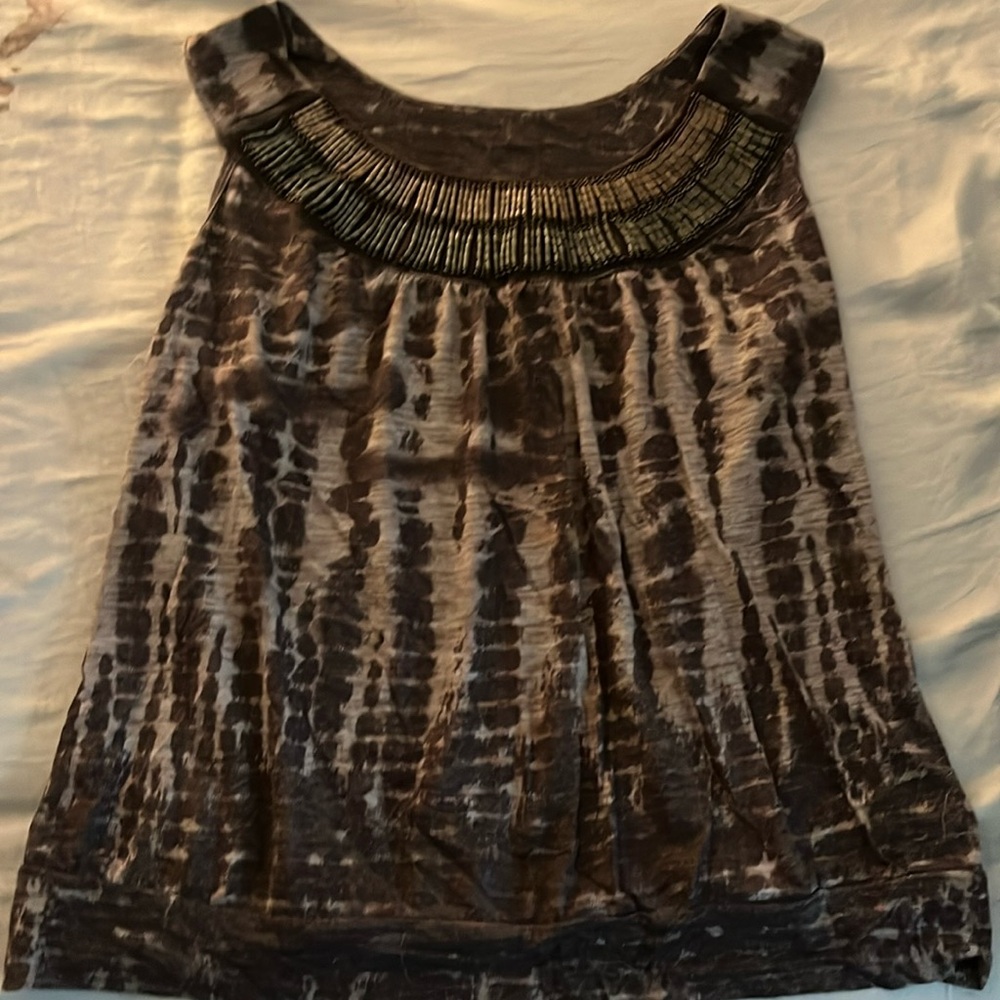 Brown, beaded, sleeveless top